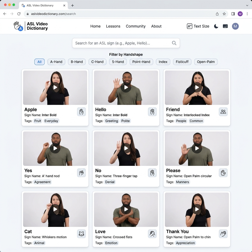 ASL Video Dictionary Project Interface Mockup