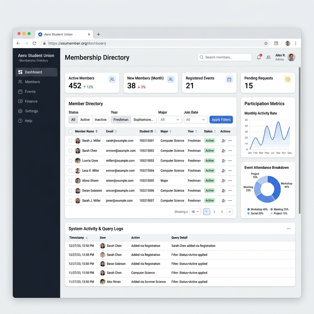 Membership Directory Dashboard UI Mockup